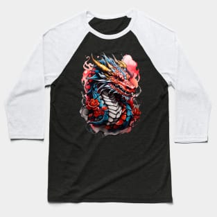 Red Blue Dragon Baseball T-Shirt